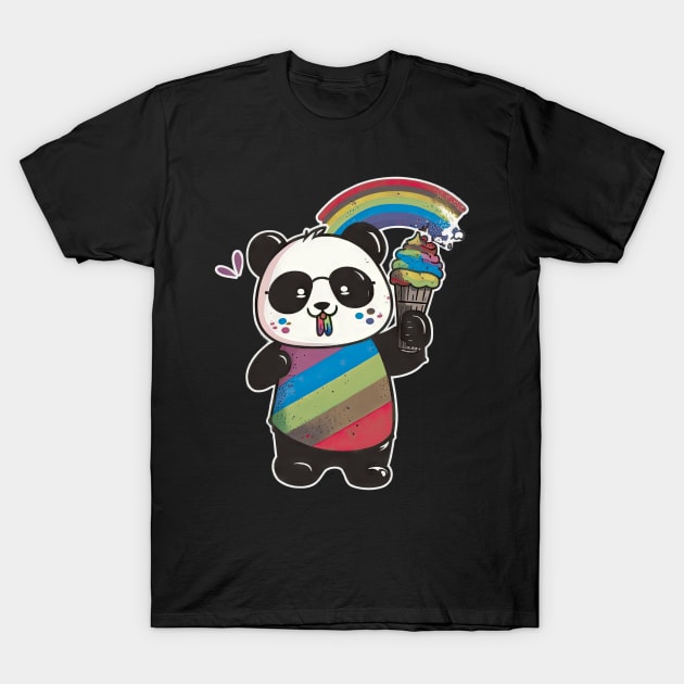 Cute Kawaii Panda Pride with rainbow ice T-Shirt by The-Dark-King